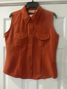 NWT Kathy Lee Collection Sleeveless Top Button-Front Collared Small Rust Color - Picture 1 of 3