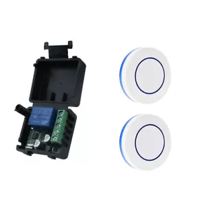 12V 24V Mini Schwarz Funkschalter Empfänger 433Mhz Rund Taste Fernbedienung Kit - Bild 1 von 16