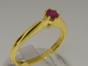 14k Yellow Gold Natural Ruby Womens Solitaire Ring - Sizes 4 to 12 - Picture 1 of 4