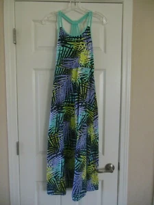 SO Girls Maxi DRESS size 16 sundress long Spaghetti straps Palm trees tropical - Picture 1 of 3