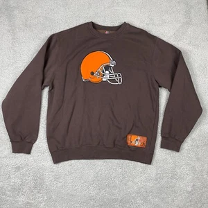 Cleveland Browns Sweater Mens Large Brown Crewneck Pullover Majestic NFL - Picture 1 of 10