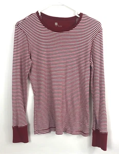Women's GAP Red White Stripe Round Neck Long Sleeve Blouse Size Medium - Picture 1 of 5