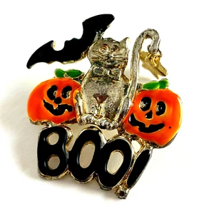 Broche alfiler calabazas para gato Halloween negro naranja jack O linterna murciélago abucheo - Imagen 1 de 4