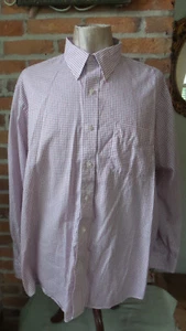 LONG SLEEVE Shirt Club Room Red White Check Reg Fit Sz 17 34-35 - Picture 1 of 6