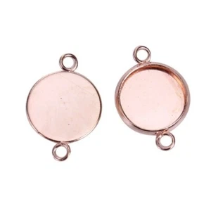 100 pcs. Rose Gold Plated Circle Round Bezel Cabochon Cameo Connector 12mm Bezel - Picture 1 of 2