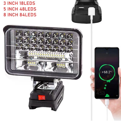 90W LED Arbeitsleuchte Für Makita Liion Akku 18V Baustrahler Aufladbar Flutlicht - Bild 1 von 4