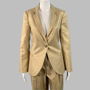 EMPORIO ARMANI Talla M Dorado Metálico Muesca Solapa Pantalón - Imagen 1 de 10