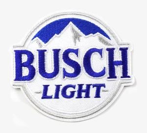 BUSCH LIGHT EMBROIDERED PATCH IRON/SEW ON 3-3/8" x 3" BEER BOTTLES CANS ANHEUSER - Bild 1 von 2