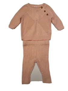 Nordstrom Organic Cotten 2 piece set Top And Pants Newborn Set Pink NWT - Picture 1 of 16