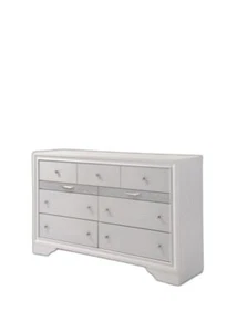63 White Manufactured Wood Nine Drawer Triple Dresser - Picture 1 of 1