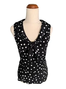 Review Womens Blouse Polka Dot Sleeveless Size 6 Retro Very Good Condition - Bild 1 von 11