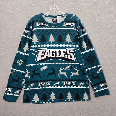Top de pijama Eagles para hombre M verde azulado ropa del equipo de la NFL Fair Isle polar logotipo de águilas largo Foto 1 de 4