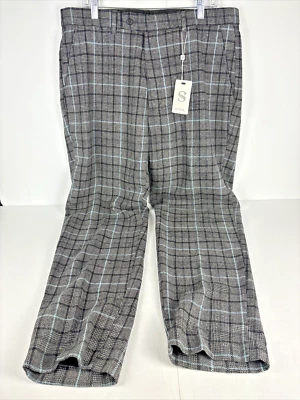 Pantalones de vestir plateados para hombre a cuadros 38W/32 gris/chk poliéster mezcla de rayón nuevos con etiquetas Foto 1 de 4