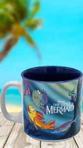 VINTAGE Disney The Little Mermaid Japan Ceramic Coffee Cup Mug Ariel Flounder - Picture 1 of 12