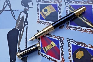 WATERMAN Elegance Black lacquer fountain pen "M" 18K Nib - Unused/MINT No box - Picture 1 of 12