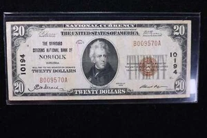 Moneda nacional 1929 $20, 10194 ""Norfolk"". Papel de elección. VENTA DE TIENDA #23091302 - Imagen 1 de 2