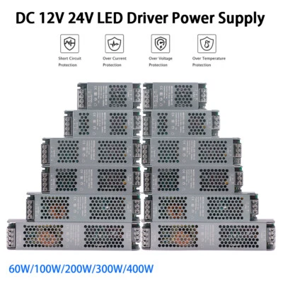 12V 24V AC to DC Power Supply Adapter Driver Transformer 60W-400W for LED Strips - Image 1 of 4