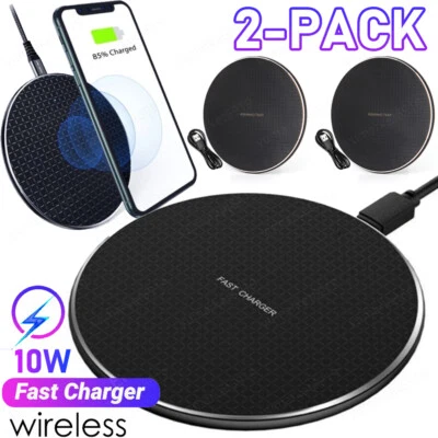 10W Wireless Phone Charger Pad Quick Fast Charge Dock For Samsung iPhone Android - Image 1 of 4
