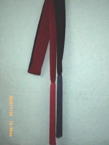 Gourd Dance Sash 1/2 Blue with Blue 14" Fringe, 1/2 Red with Red 14" Fringe - Picture 1 of 2