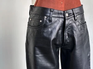 Fred Segal Frye pantaloni di pelle da donna taglia 4 taglio stivaletto pelle nera pantaloni vintage - Foto 1 di 6
