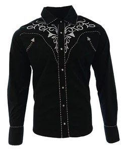 Men's Cowboy Shirt Camisa Vaquera El General Western Wear Bull Embroidered - Picture 1 of 7