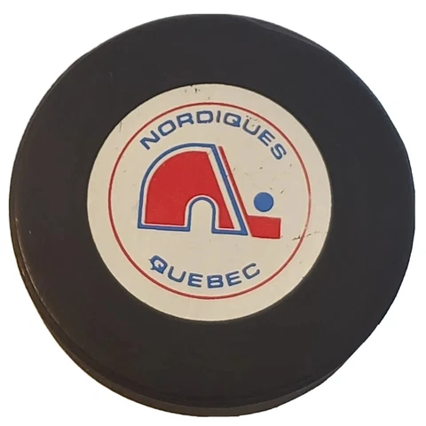 QUEBEC NORDIQUES INGLASCO APPROVED OFFICIAL HOCKEY PUCK NHL MADE IN CANADA 🇨🇦 Cover