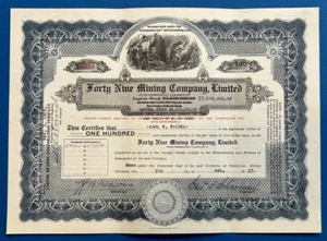 1923 Forty Nine Mining Company Limited Stock Certificate British Columbia - Bild 1 von 2