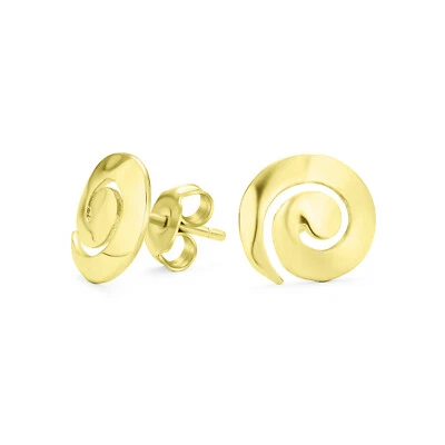 Aretes remolinos geométricos martillados boho en oro de 14 K y plata de ley Foto 1 de 4