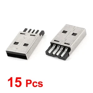 15pcs USB 2.0 A Type Male Jack Soldering Connectors Adapters - Afbeelding 1 van 1