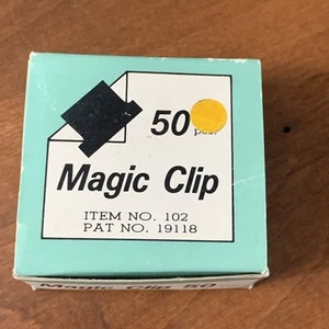 Vintage Magic Clips 50 pcs. #102 Taiwan Office Supplies Paper Desk W/ Box NOS - Picture 1 of 5