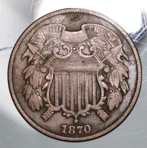 1870 Two Cent Piece - Fine !! - Picture 1 of 2