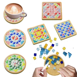 6 Sets DlY Mosaic Tiles for Crafts,Mixed Color Glass Mosaic Kits with Wooden ... - Picture 1 of 9