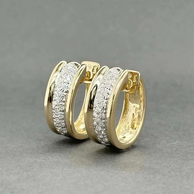 Estate 14K Two Tone Gold 0.58ctw H/SI2-I1 Diamond Huggie Earrings - Image 1 of 4
