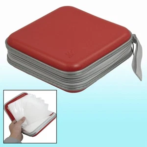 Zipper Closure 40 Pcs CD Discs Square Storage Holder Red - Afbeelding 1 van 1