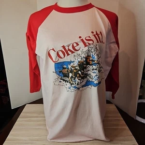 Camiseta Coca-Cola "Coke Is It" Escena de Rafting en Aguas Blancas -Talla: XL -Mangas 3/4 - Imagen 1 de 14