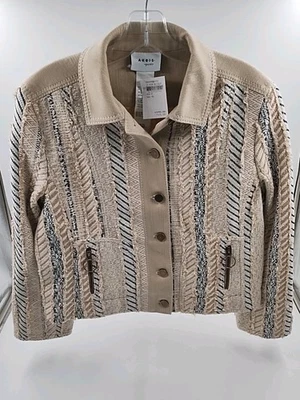 TOTALMENTE NUEVO Blazer Jersey Para Mujer Akris Punto Tweed - Beige Cuadros - Talla 8 (#J2-D8) Foto 1 de 4