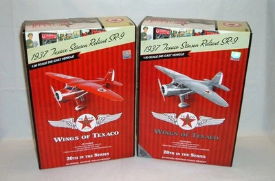 Wings Of Texaco 1937 Texaco Stinson Reliant SR-9 Set of 2 Red & Brushed Metal - Image 1 of 4