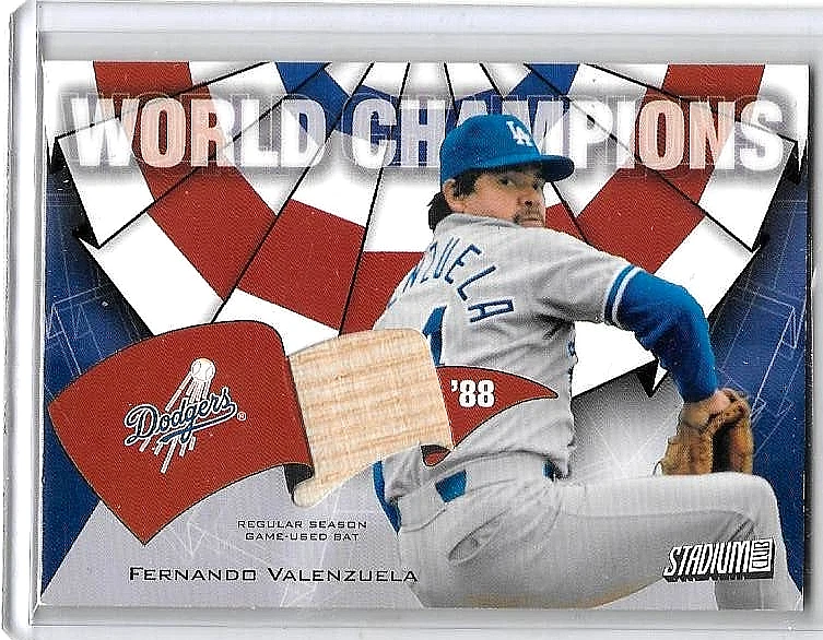 FERNANDO VALENZUELA 2002 TOPPS STADIUM WORLD CHAMPIONS GAME USED BAT CARD - Image 1 of 1