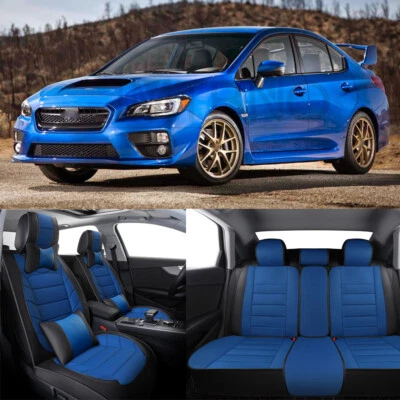 For Subaru WRX STI 5 Seat Full Set Leather Car Seat Cover Front Rear Cushion - Image 1 of 4