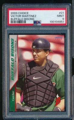 Tarjeta dura de novato Choice Buffalo Bisons Victor Martinez 2003 PSA 9 XRC Foto 1 de 2