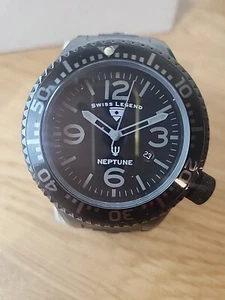 Swiss Legend Neptune Men's 52mm Black Silicon Quartz Watch - Picture 1 of 6