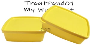 Tupperware Square Rounds 8 oz Half Size Freezer Mini Containers Set 2 Yellow New - Picture 1 of 4