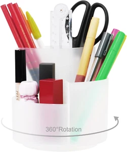 Desk Pen Holder, 3 Slots 360-Degree Rotating Desktop Storage Organizer, Desk Acc - Picture 1 of 12