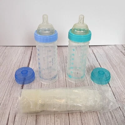 Vtg Playtex Nurser 8oz Drop-Ins Baby Bottle Silicone Med Nipples Turquoise/Blue - Image 1 of 4