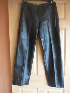 Anne Klein Black Leather Pants for 