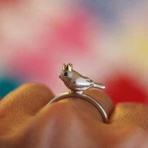 Birdking Bird Design In Solid 10K Two Tone Gold Unique Modern Fine Women's Ring - Picture 1 of 7