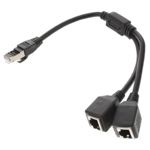 1Pc RJ45 Kabel Ethernet Kabeladapter Splitter 1 Stecker auf 2 Buchse LAN - Afbeelding 1 van 7