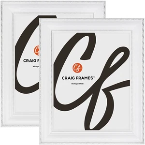 Victoria, 1.37" White & Silver Picture Frame, Uncommon Sizes 18x18-25x35, 2-Pack - Photo 1/8