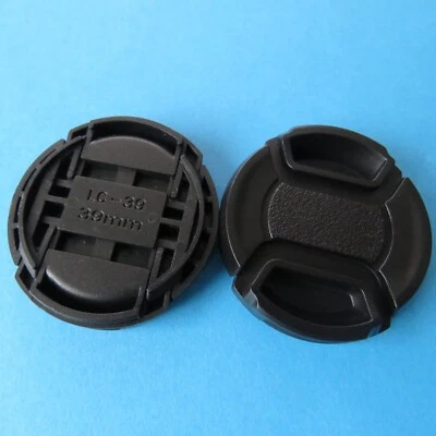 2 X 39mm Centre Pinch Front Lens Cap Universal Snap-on for Nikon Canon Lenses - Image 1 of 3