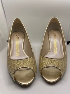 Caparros Gold Sparkle Heels Dress Shoes Size 8